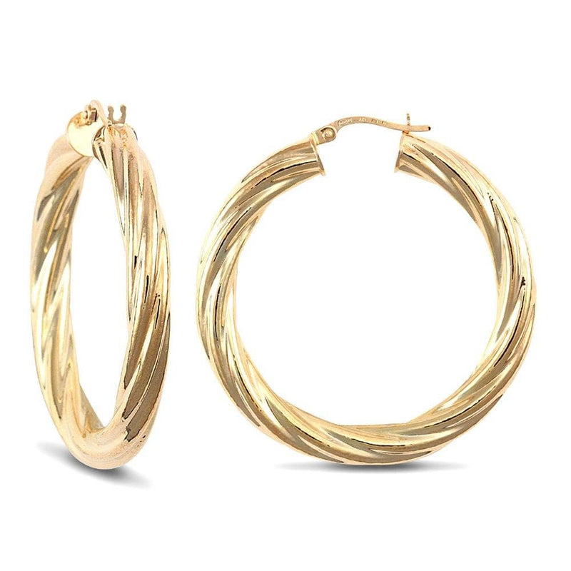 9ct Yellow Gold Twist Hoop Earrings - HEERA DIAMONDS
