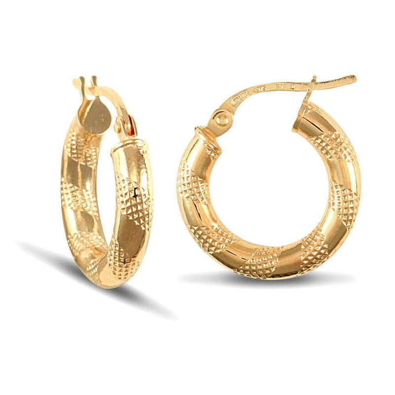 9ct Yellow Gold Zebra Hoop Earrings - HEERA DIAMONDS