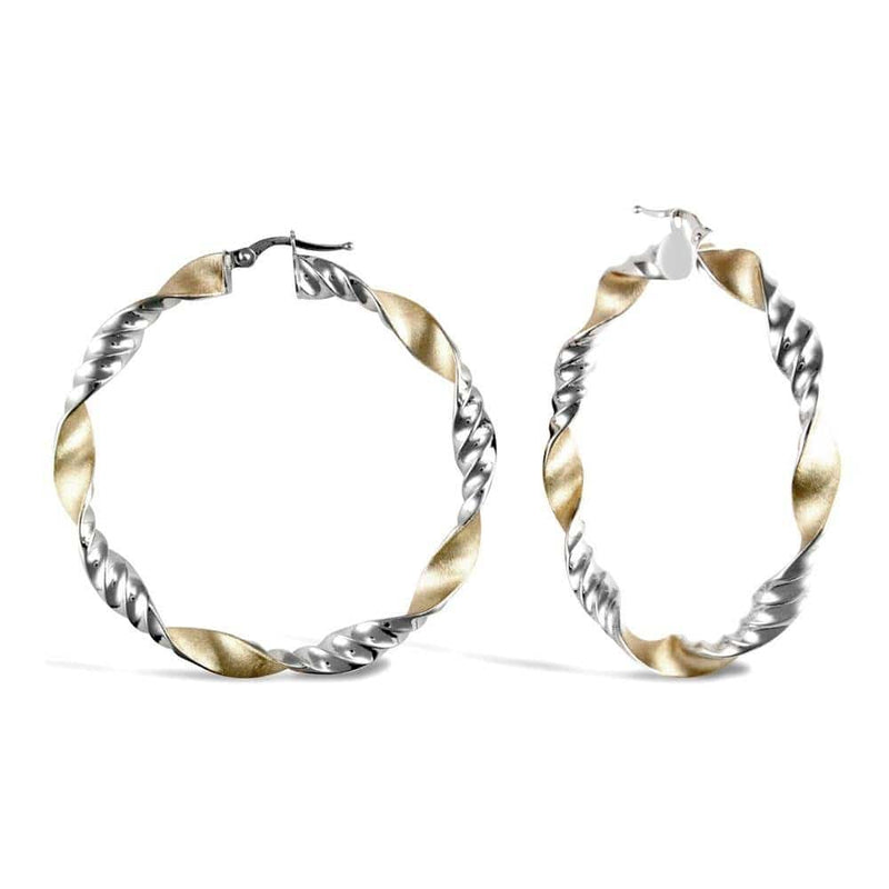 9ct Yellow & White Gold Hoop Earrings - HEERA DIAMONDS