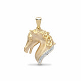 9ct Yellow Gold 6pts Diamond Horse Head Pendant - HEERA DIAMONDS