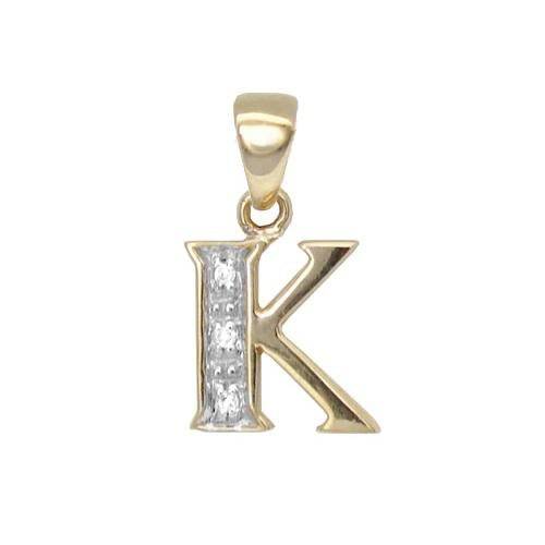 9ct Yellow Gold Diamond Set Initial Pendant -Initial K - HEERA DIAMONDS