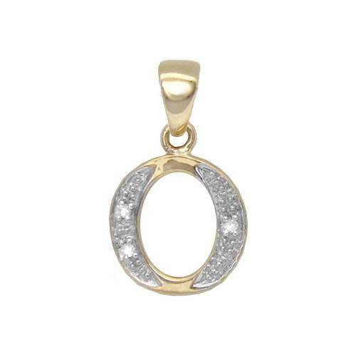 9ct Yellow Gold Diamond Set Initial Pendant -Initial O - HEERA DIAMONDS