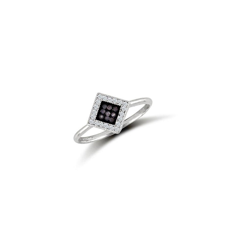 9ct White, Black & White Cz Ring - HEERA DIAMONDS