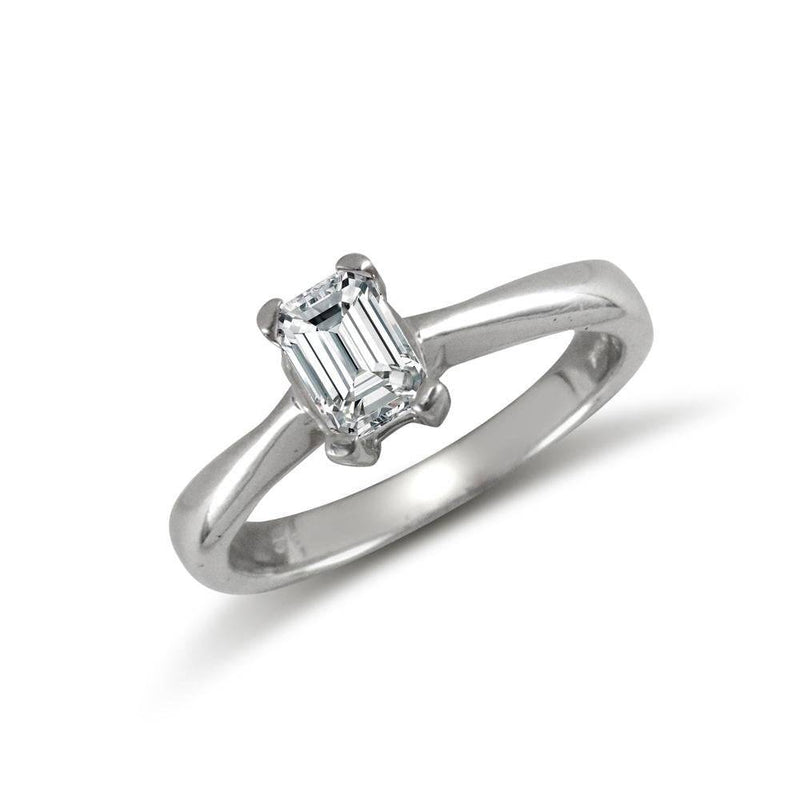 9ct White Emerald Cut Cz Solitaire Ring - HEERA DIAMONDS