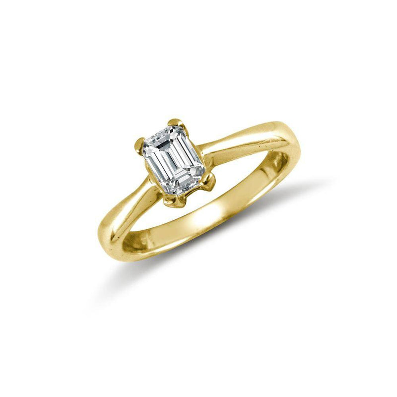 9ct Yellow Emerald Cut Cz Solitaire Ring - HEERA DIAMONDS