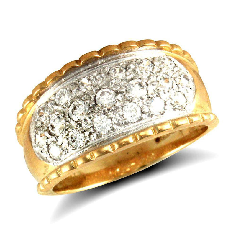 9ct Yellow Gold Cubic Zirconia Bombay Ring - HEERA DIAMONDS