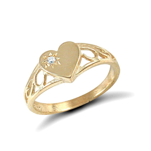 9ct Yellow Gold Cubic Zirconia Children's Heart Ring - HEERA DIAMONDS