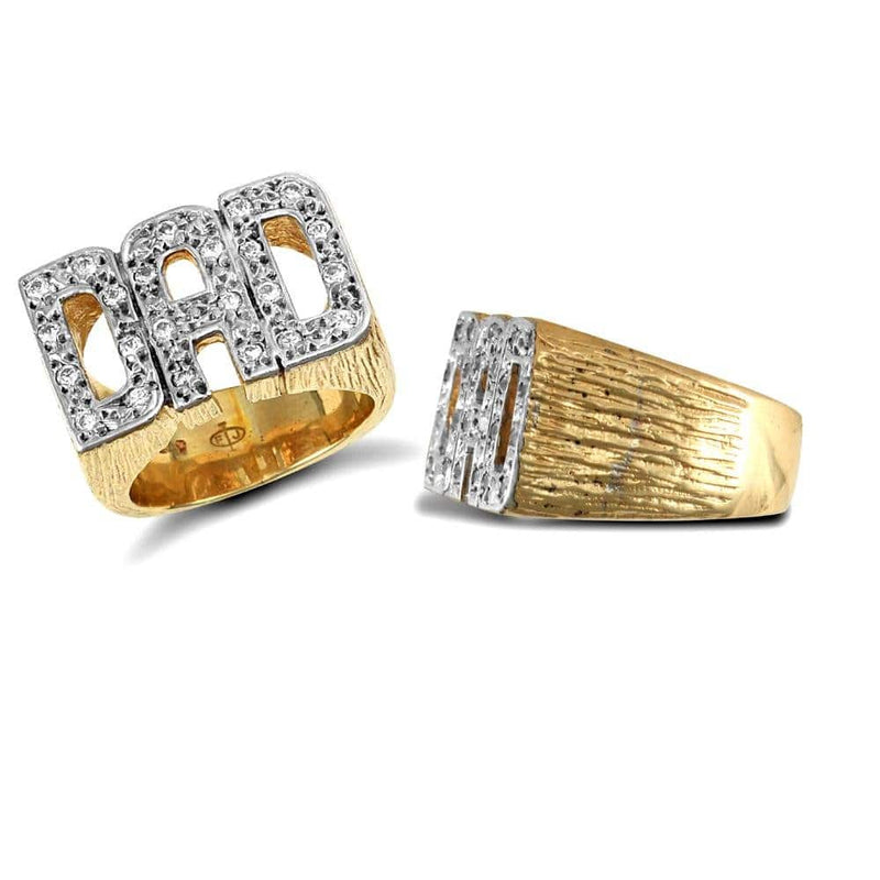 9ct Yellow Gold Cubic Zirconia Dad Ring - HEERA DIAMONDS