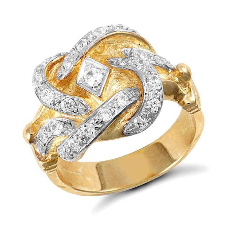 9ct Yellow Gold Cubic Zirconia Knot Ring - HEERA DIAMONDS