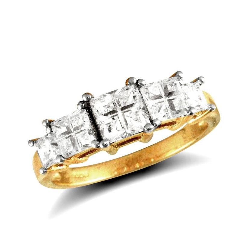 9ct Yellow Gold Cubic Zirconia Princess Cut Ring - HEERA DIAMONDS