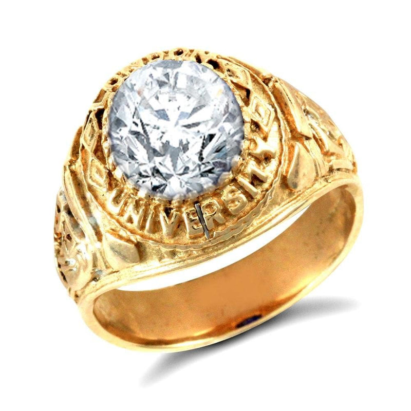 9ct Yellow Gold Cubic Zirconia Stone College Ring - HEERA DIAMONDS