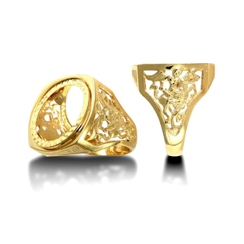 9ct Yellow Gold Half St George Sovereign Ring - HEERA DIAMONDS