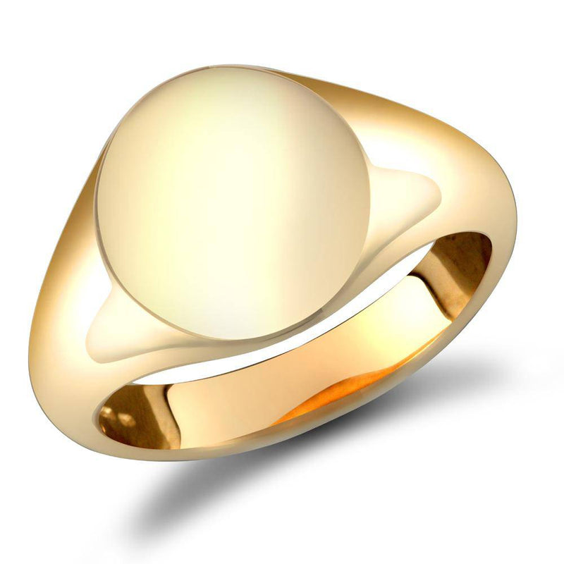 9ct Yellow Gold Oval Plain Signet Ring - HEERA DIAMONDS