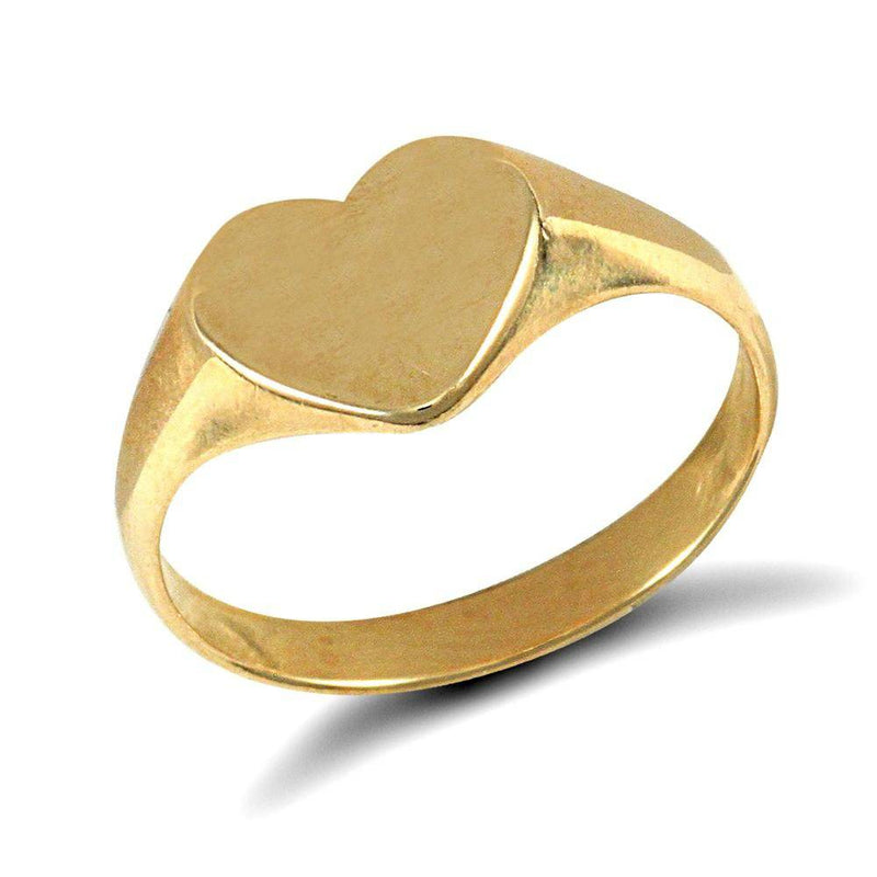 9ct Yellow Gold Signet Ring Heart - HEERA DIAMONDS