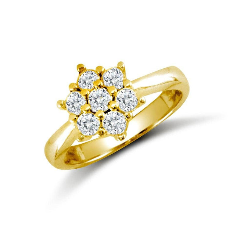 9ct Yellow Ladies Cz 7 Stone Cluster Ring - HEERA DIAMONDS