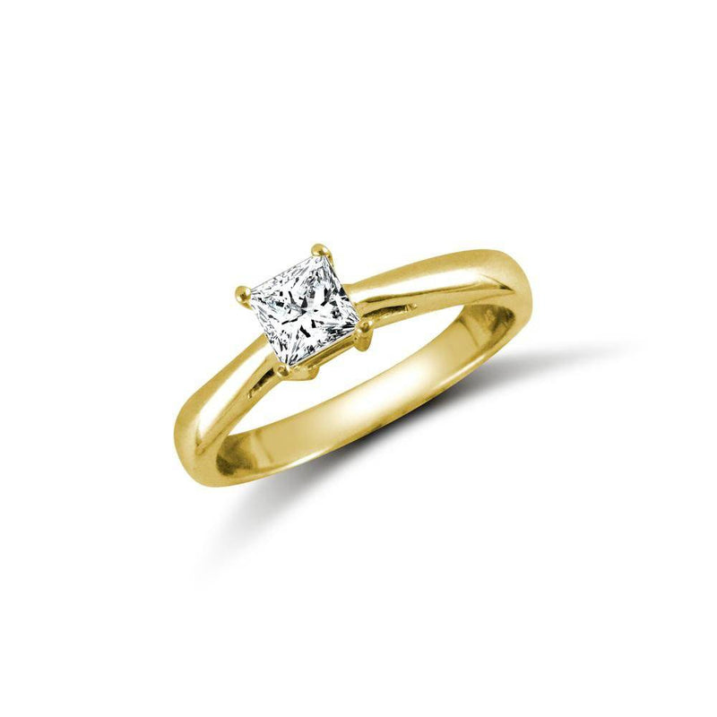 9ct Yellow Princess Cut Cz Solitaire Ring - HEERA DIAMONDS