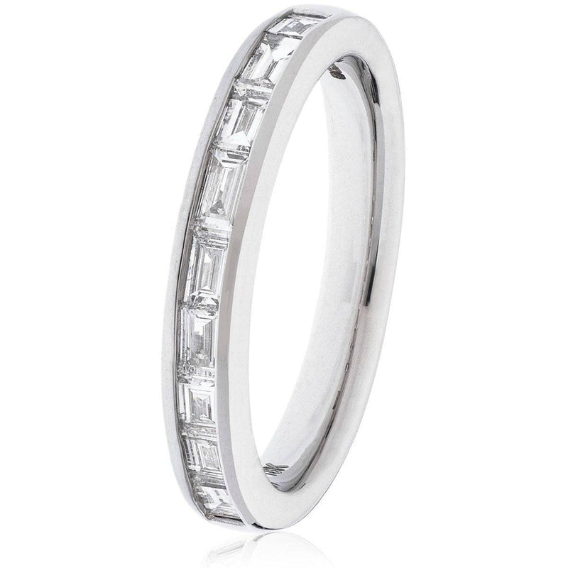 Baguette Cut Eternity Band|Double Row Baguette Etetnity Created White  Sapphire Wedding Band