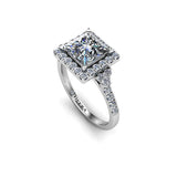 ROSA - Princess Cut Engagement Ring with Diamond Halo in Platinum - HEERA DIAMONDS