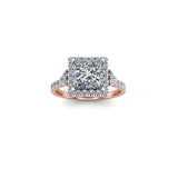 ROSA - Princess Cut Engagement Ring with Diamond Halo in Rose Gold - HEERA DIAMONDS