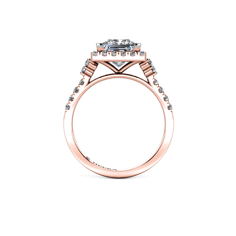 ROSA - Princess Cut Engagement Ring with Diamond Halo in Rose Gold - HEERA DIAMONDS