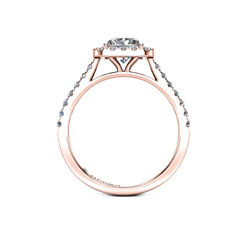 GIGI - Radiant Cut Engagement Ring with Halo and Diamond Shoulders in Rose Gold - HEERA DIAMONDS