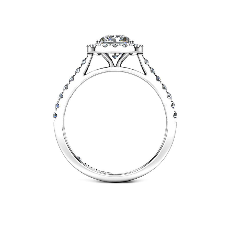 GIGI - Radiant Cut Engagement Ring with Halo and Diamond Shoulders in Platinum - HEERA DIAMONDS