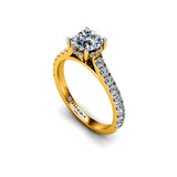 CLAUDIA - Round Brilliant Engagement ring with Diamond Shoulders in Yellow Gold - HEERA DIAMONDS