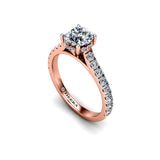 CLAUDIA - Round Brilliant Engagement ring with Diamond Shoulders in Rose Gold - HEERA DIAMONDS