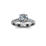 CLAUDIA - Round Brilliant Engagement ring with Diamond Shoulders in Platinum - HEERA DIAMONDS
