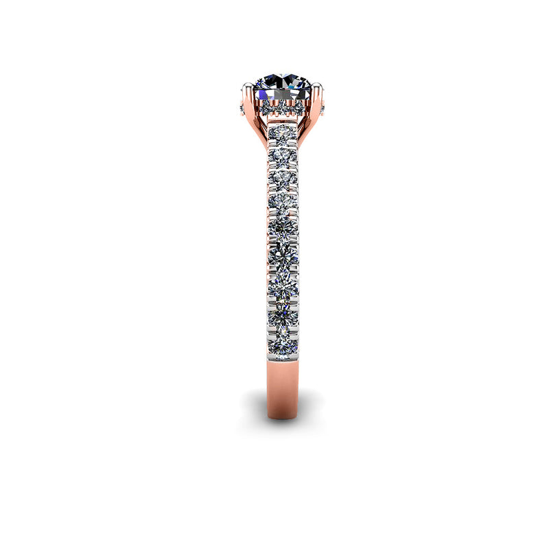 CLAUDIA - Round Brilliant Engagement ring with Diamond Shoulders in Rose Gold - HEERA DIAMONDS