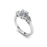 PISTACHIO - Round Brilliant Trilogy Ring in Platinum - HEERA DIAMONDS