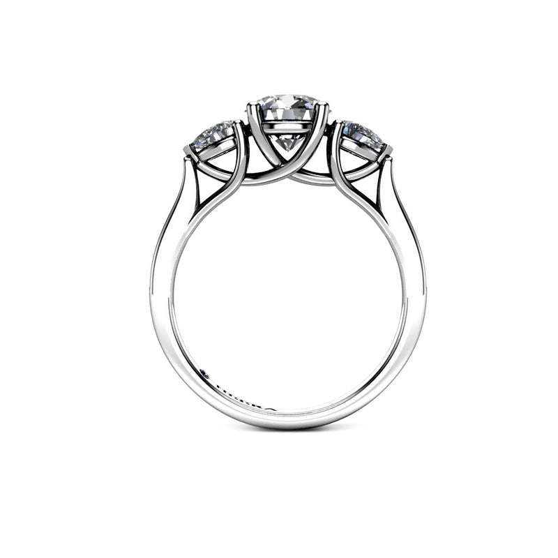 PISTACHIO - Round Brilliant Trilogy Ring in Platinum - HEERA DIAMONDS