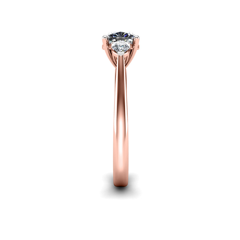 MARMALADE - Cushion and Pears Trilogy Engagement Ring in Rose Gold - HEERA DIAMONDS
