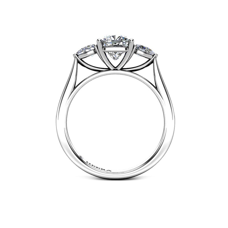 MARMALADE - Cushion and Pears Trilogy Engagement Ring in Platinum - HEERA DIAMONDS