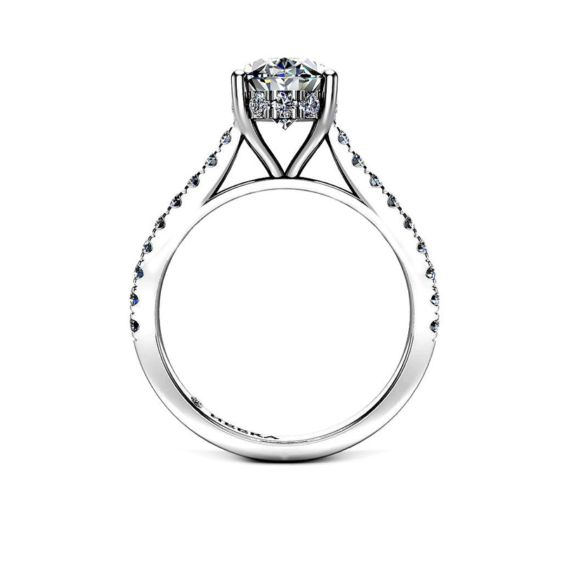 LILI - Oval Diamond Engagement ring with Diamond Shoulders Platinum - HEERA DIAMONDS