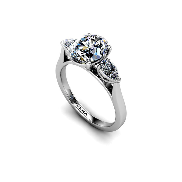 TARTE - Oval and Pears Trilogy Engagement Ring in Platinum - HEERA DIAMONDS