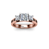 ROSEWOOD - Princess Trilogy Engagement Ring in Rose Gold - HEERA DIAMONDS