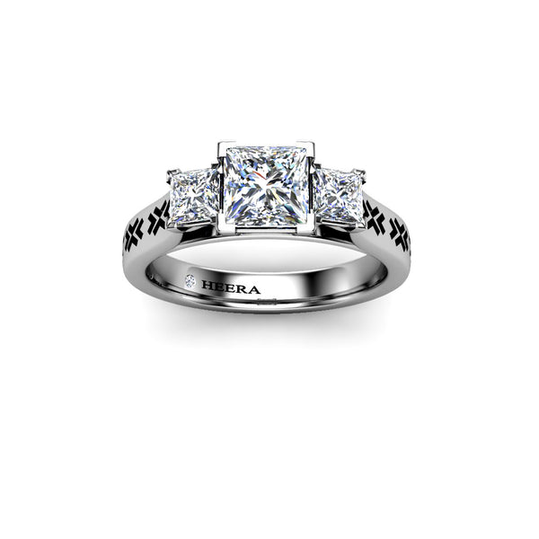 ROSEWOOD - Princess Trilogy Engagement Ring in Platinum - HEERA DIAMONDS