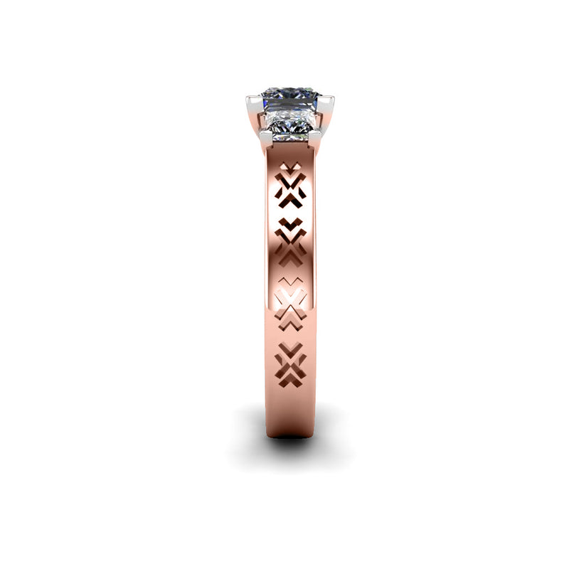 ROSEWOOD - Princess Trilogy Engagement Ring in Rose Gold - HEERA DIAMONDS
