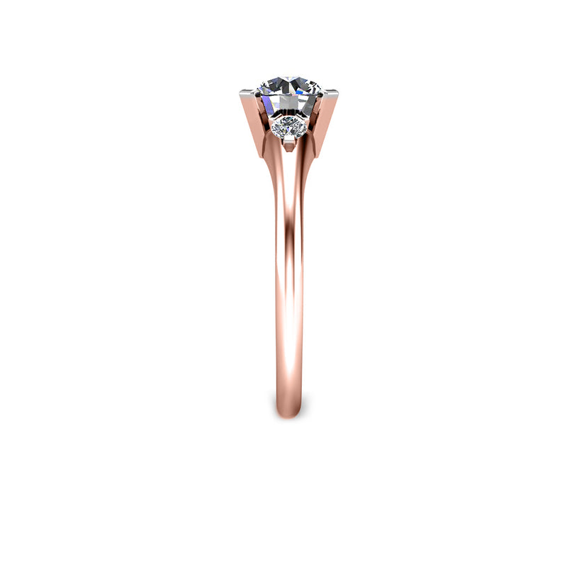 MANTIS - Round Brilliants Trilogy Engagement Ring in Rose Gold - HEERA DIAMONDS