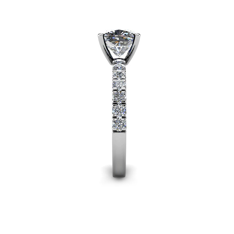 STACEY  - Cushion Diamond Engagement ring with Diamond Shoulders in Platinum - HEERA DIAMONDS