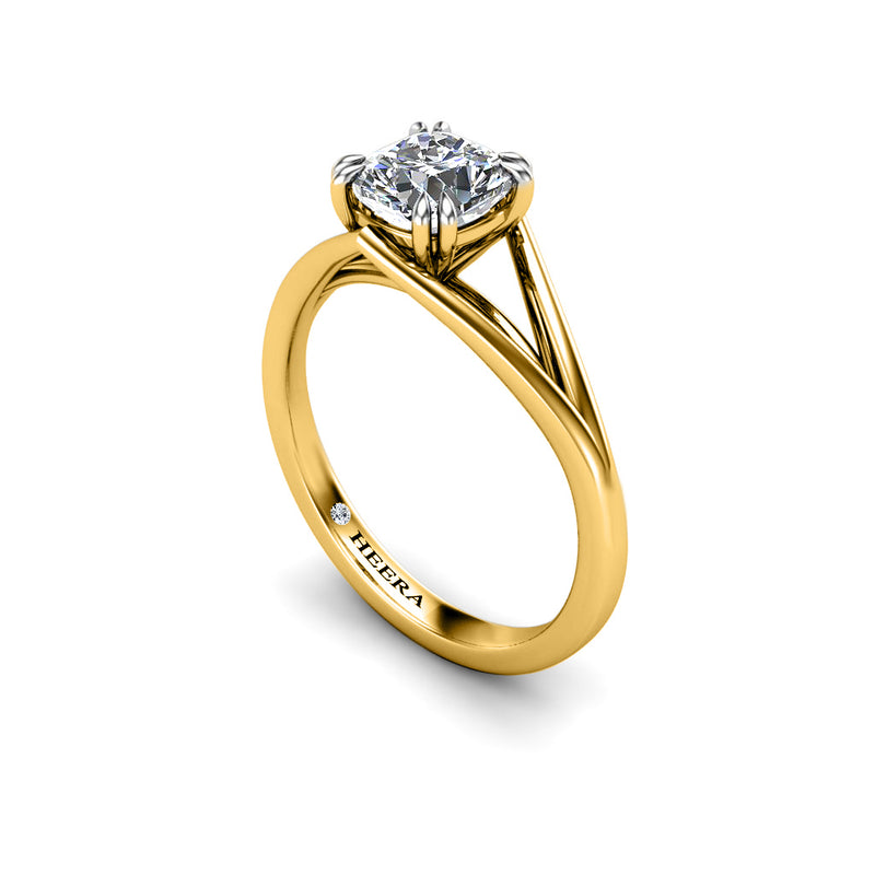 SLOANNE - Cushion Cut Diamond Solitaire Engagement Ring in Yellow Gold - HEERA DIAMONDS