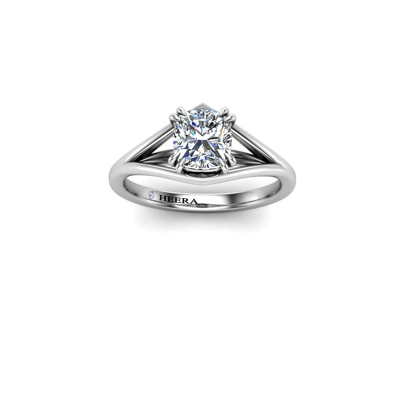 SLOANNE - Cushion Cut Diamond Solitaire Engagement Ring in Platinum - HEERA DIAMONDS