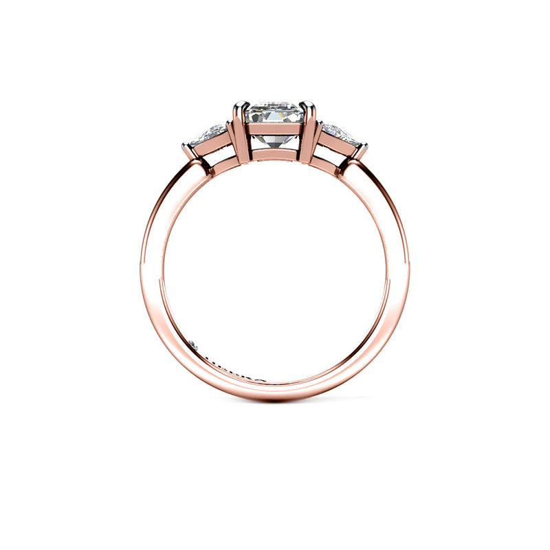 ORCHID - Emerald and Trillions Trilogy Engagement Ring in Rose Gold - HEERA DIAMONDS