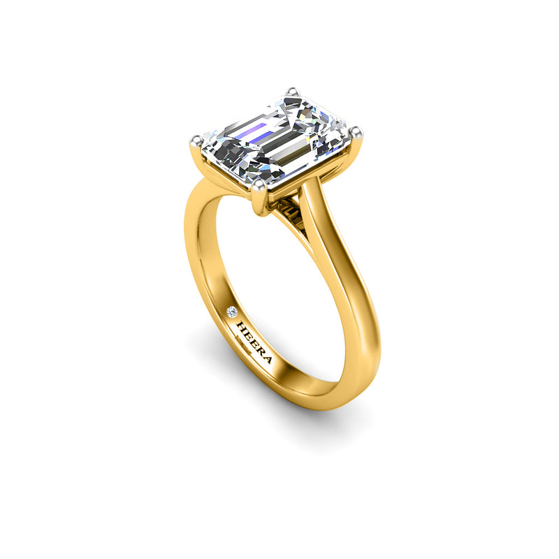 KENDALL - Emerald Cut Diamond Solitaire Engagement Ring in Yellow Gold - HEERA DIAMONDS