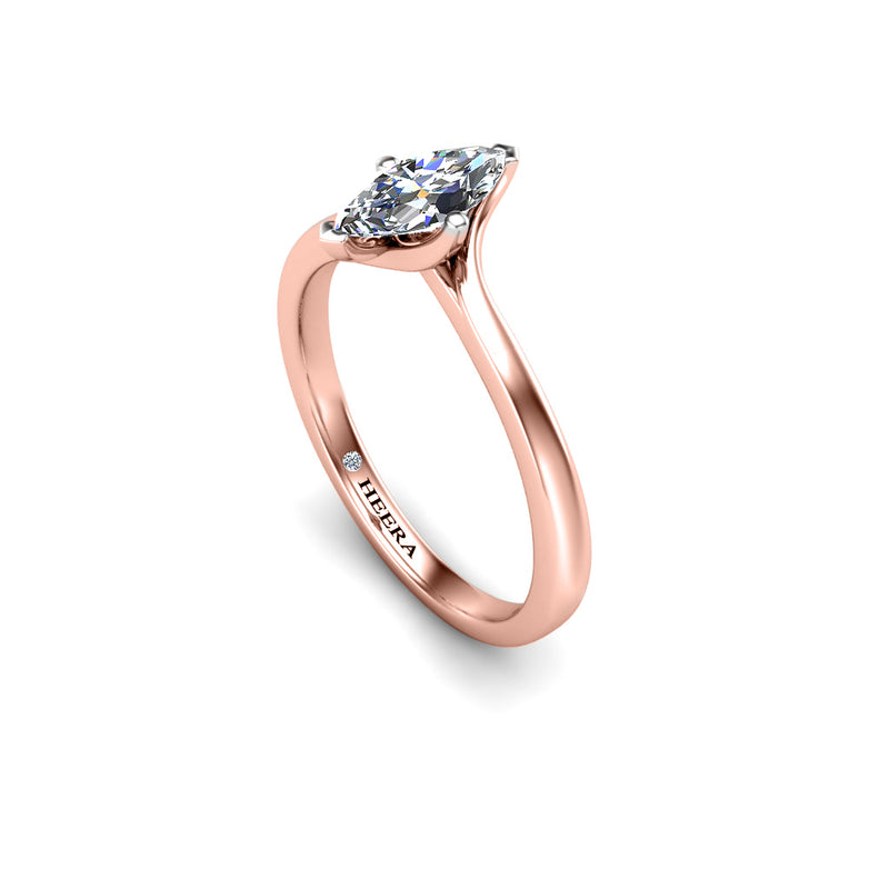 MAURA - Marquise Cut Diamond Solitaire Engagement Ring in Rose Gold - HEERA DIAMONDS