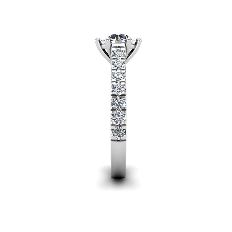 DALILA- Round Brilliant Engagement ring with Diamond Shoulders in Platinum - HEERA DIAMONDS