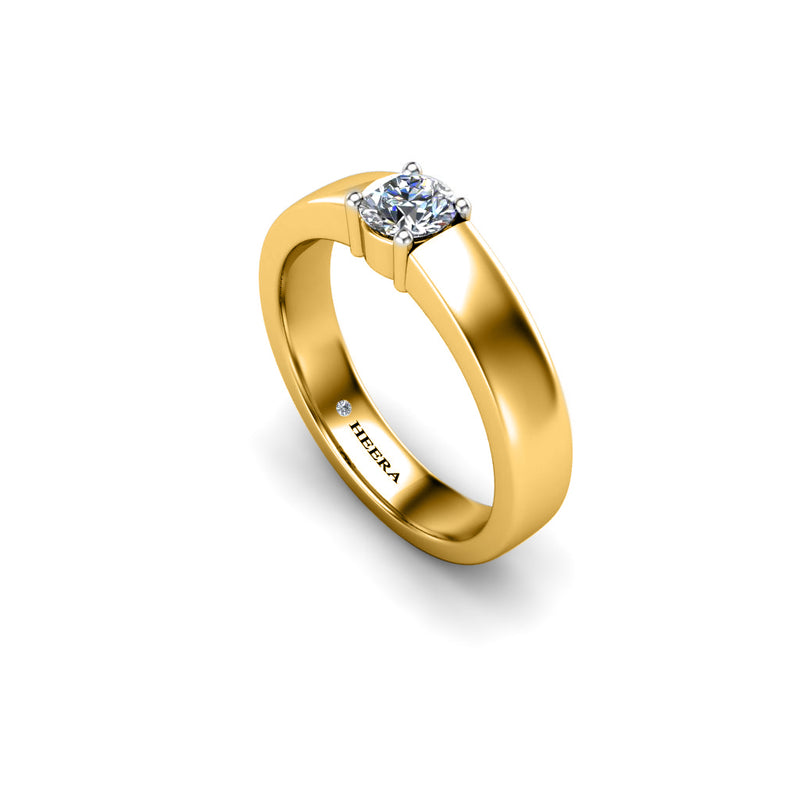 TATYANA - Round Brilliant Diamond Solitaire Engagement Ring in Yellow Gold - HEERA DIAMONDS