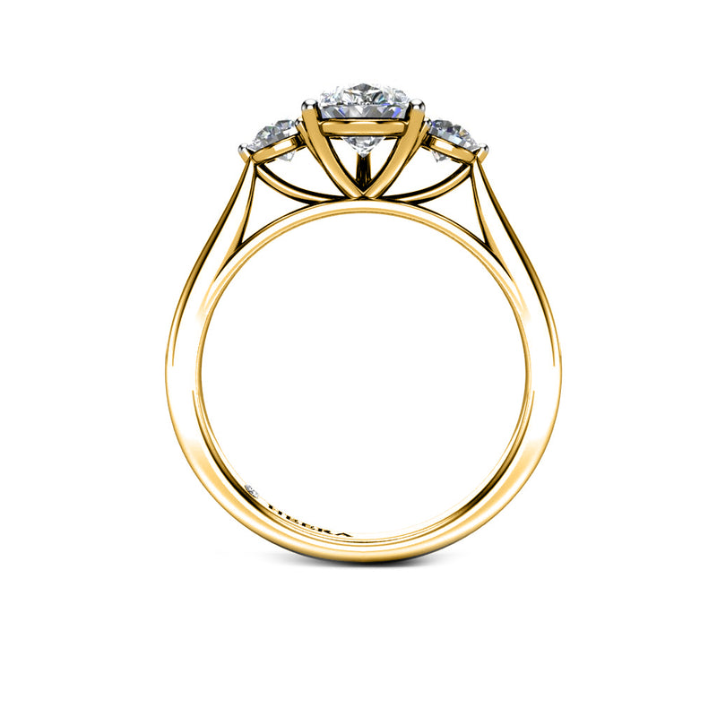 TEAL - Pear and Rounds Trilogy Engagement Ring in Yellow Gold - HEERA DIAMONDS