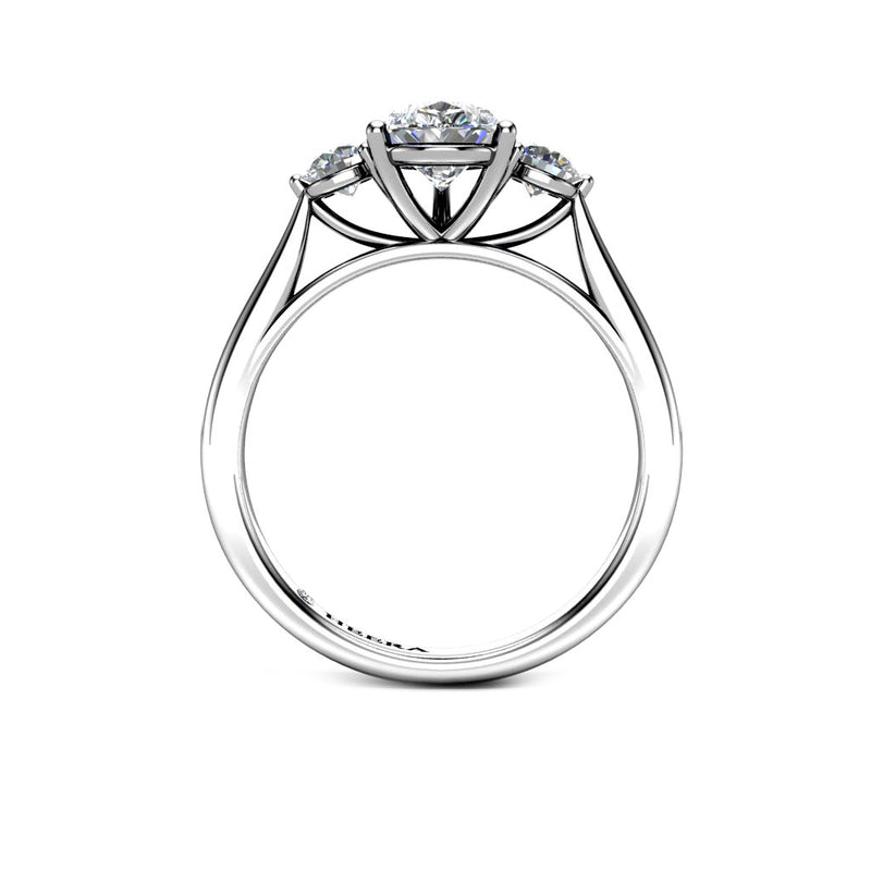 TEAL - Pear and Rounds Trilogy Engagement Ring in Platinum - HEERA DIAMONDS